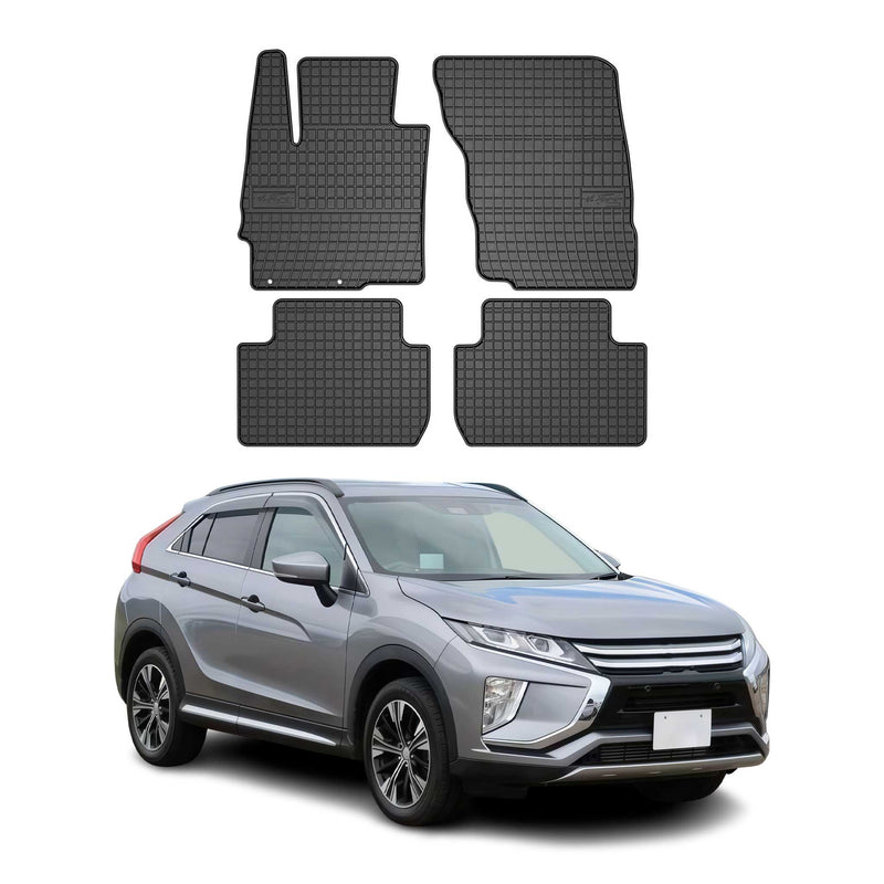 Tappetini in gomma neri per Mitsubishi Eclipse Cross 2018-2025, 4 pezzi.