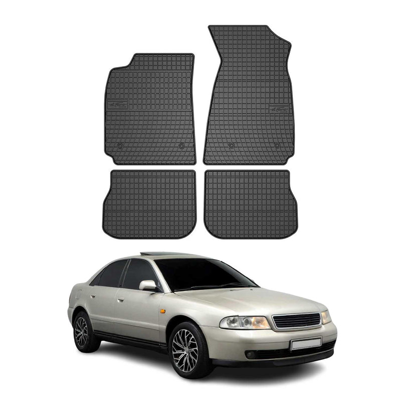 Tappetini in gomma neri per Audi A4 Limo Avant 8D B5 1994-2001, 4 pezzi.