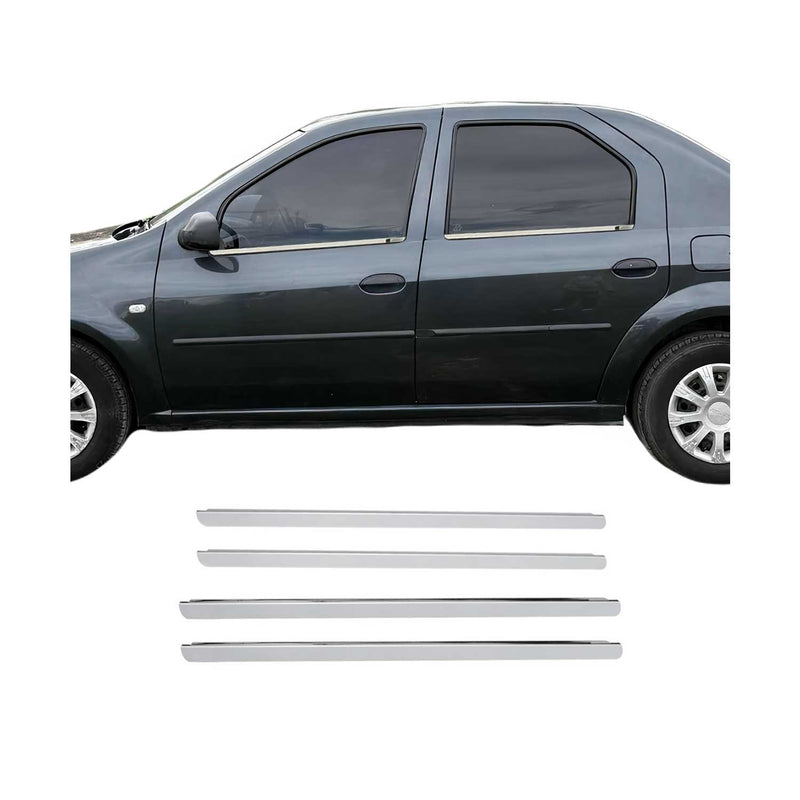 Listelli decorativi per finestrini per Dacia Logan 2008-2013 in acciaio inox cromato, 4 pezzi