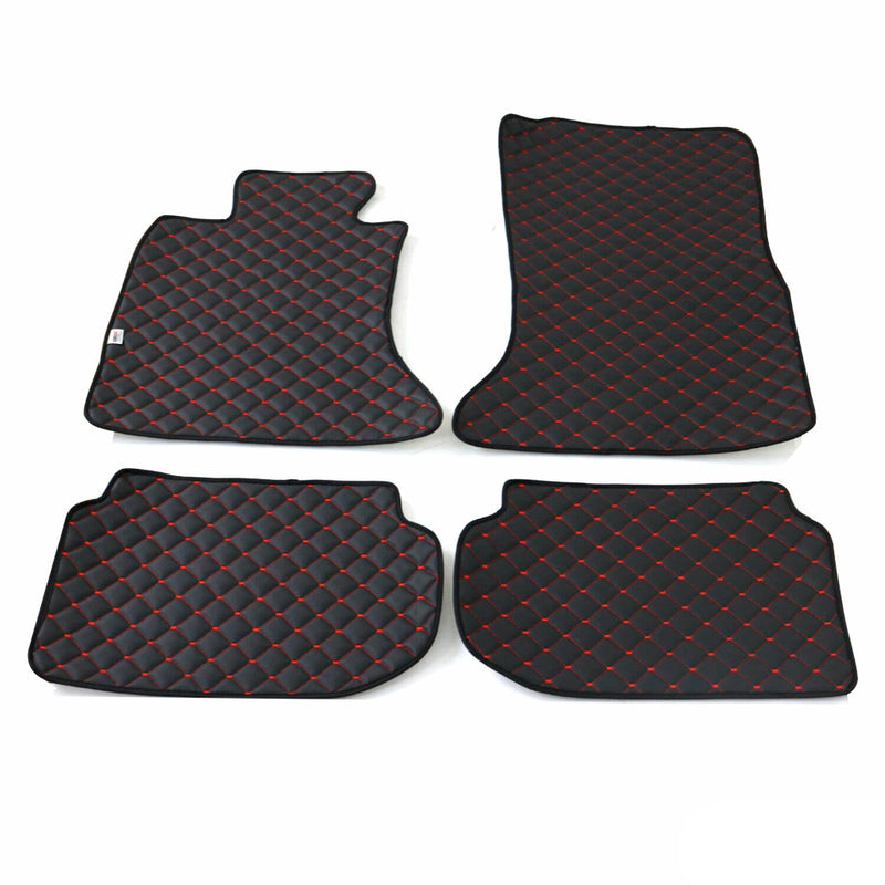 Tappetini in pelle sintetica rossa per BMW Serie 5 F10 2010-2017, 4 pezzi, in pelle sintetica nera