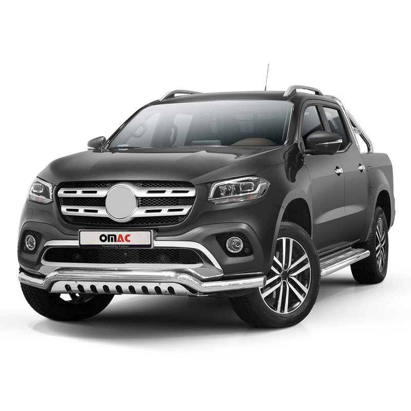 Protezione anteriore per Mercedes Classe X 2017-2020 in acciaio inox ABE argento