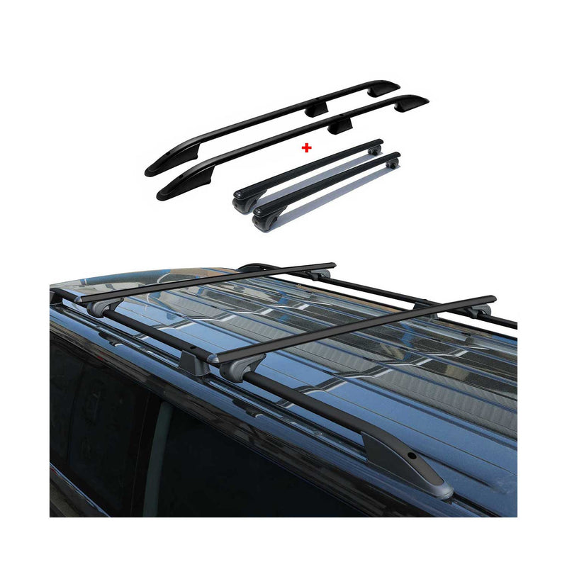 Barre portatutto + barre portatutto per Fiat Doblo 2000-2010 L1 Corto Alluminio Nero 4x
