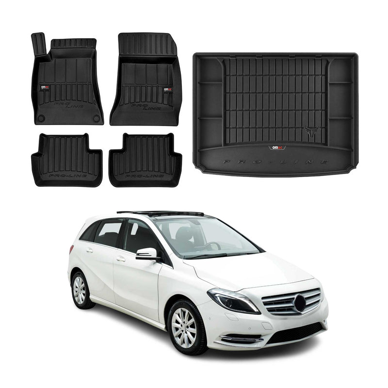 Set di tappetini e vaschetta per bagagliaio OMAC per Mercedes Classe B W246 2011-2018 in gomma