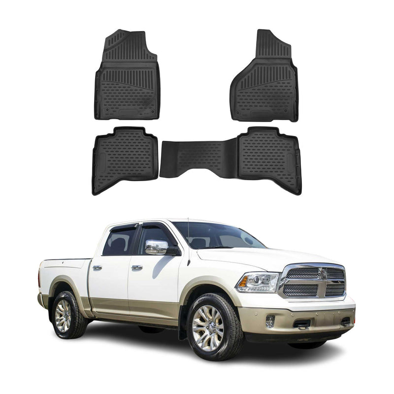 Tappetini in gomma neri per Dodge RAM 1500, 2500 e 3500 Quad Cab 2012-2018, 4 pezzi