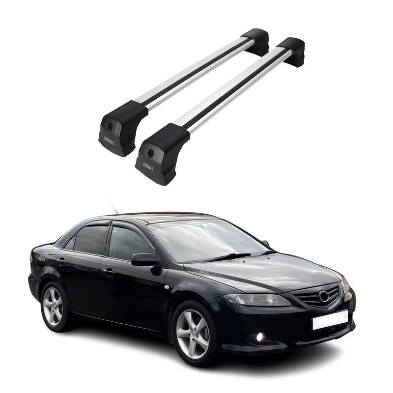Portapacchi da tetto per Mazda 6 berlina 2002-2006 portapacchi base in alluminio argento