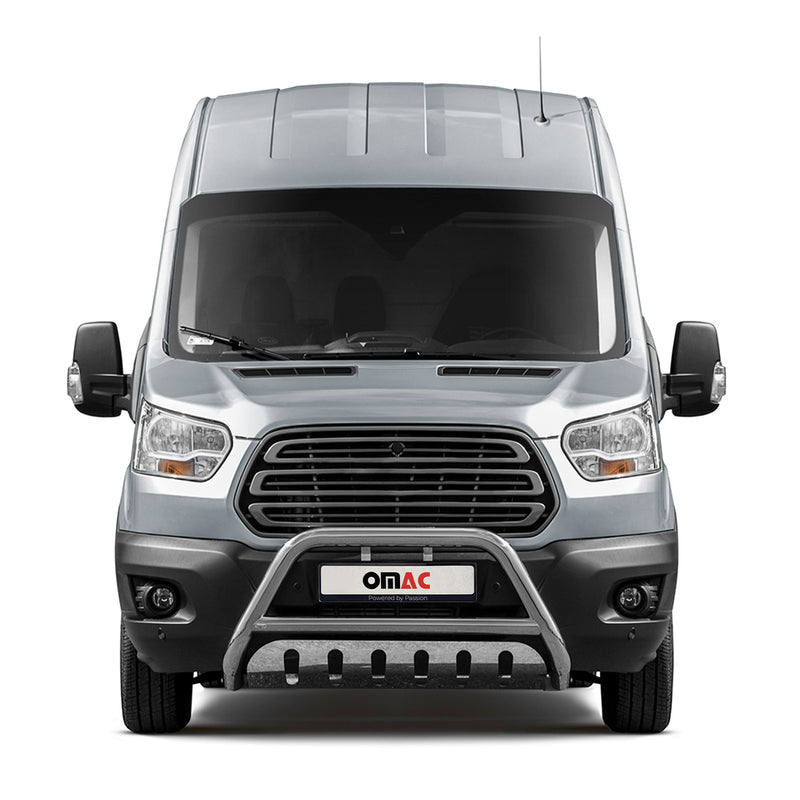 Protezione anteriore per Ford Transit 2014-2025 con ABE in acciaio inox argento