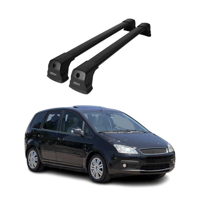Portapacchi da tetto per Ford Focus C-Max 2003-2010, portapacchi base in alluminio nero