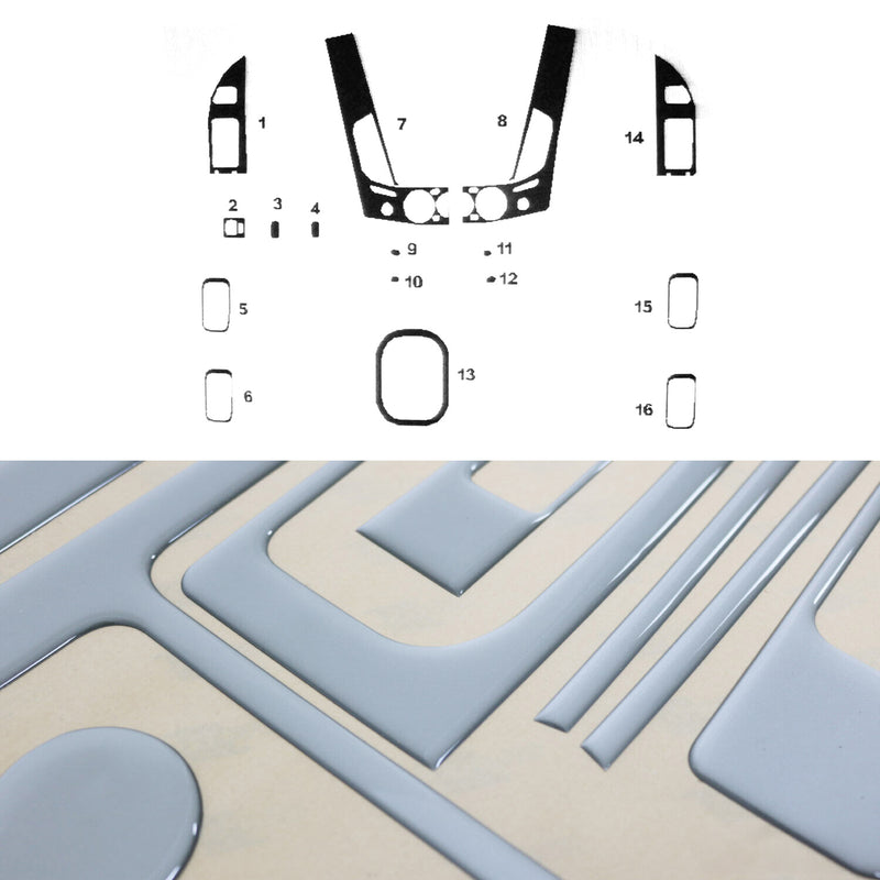 Decorazione interna abitacolo per Mitsubishi L200 2007-2014 look alluminio 16 pezzi