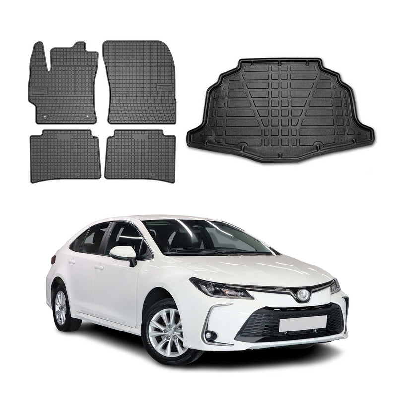 Set di tappetini e vaschetta per bagagliaio per Toyota Corolla Hybrid 2018-2025 in gomma 5 pezzi