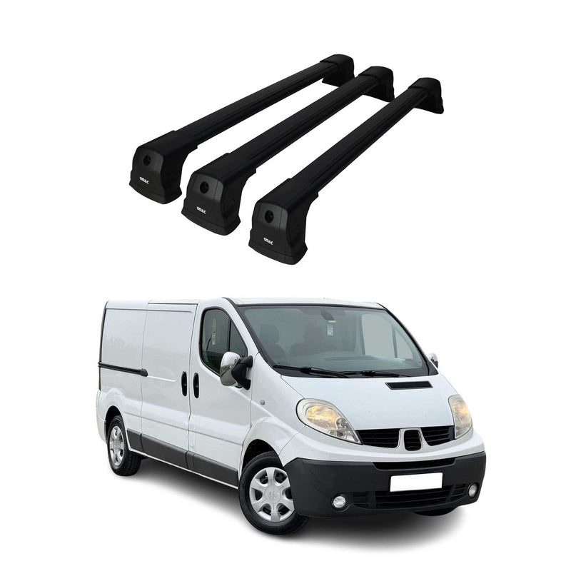 Portapacchi da tetto per Renault Trafic II 2001-2014 alluminio nero 3 pezzi