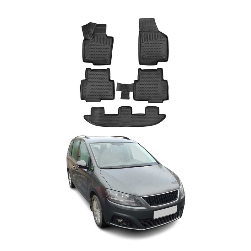 Tappetini Seat Alhambra 2010-2015 in TPE Nero 5 pezzi
