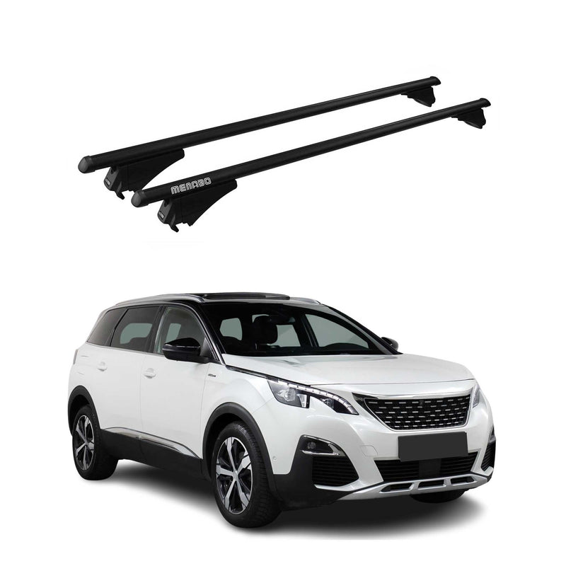 Menabo Dachträger für Peugeot 5008 mk2 2017-2020 Pre-FL 75kg Alu Schwarz 2x