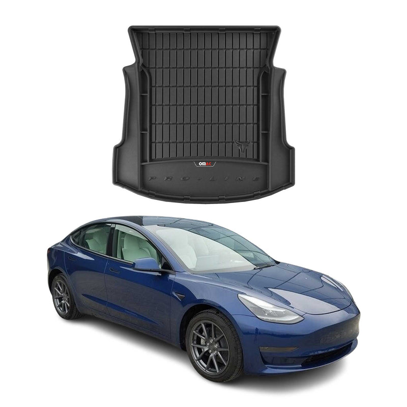 Vassoio portaoggetti in gomma OMAC per bagagliaio Tesla Model 3 2017-2025, vassoio portaoggetti in TPE, nero