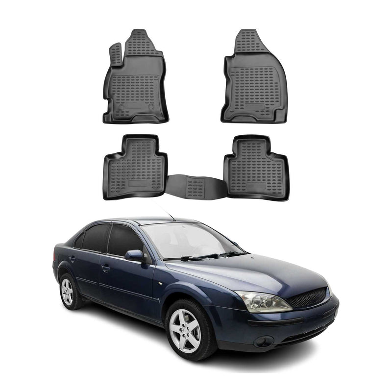 Tappetini Ford Mondeo mk3 2000-2007 in TPE nero, 4 pezzi