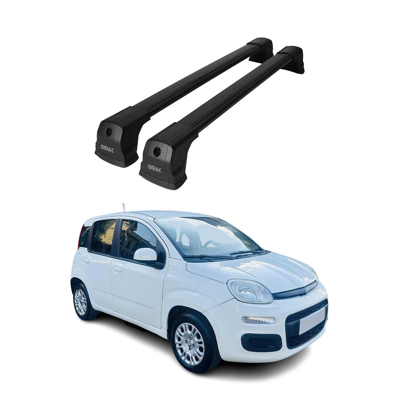 Dachträger Gepäkträger für Fiat Panda 2012-2025 Relingträger Schwarz Alu 2tlg