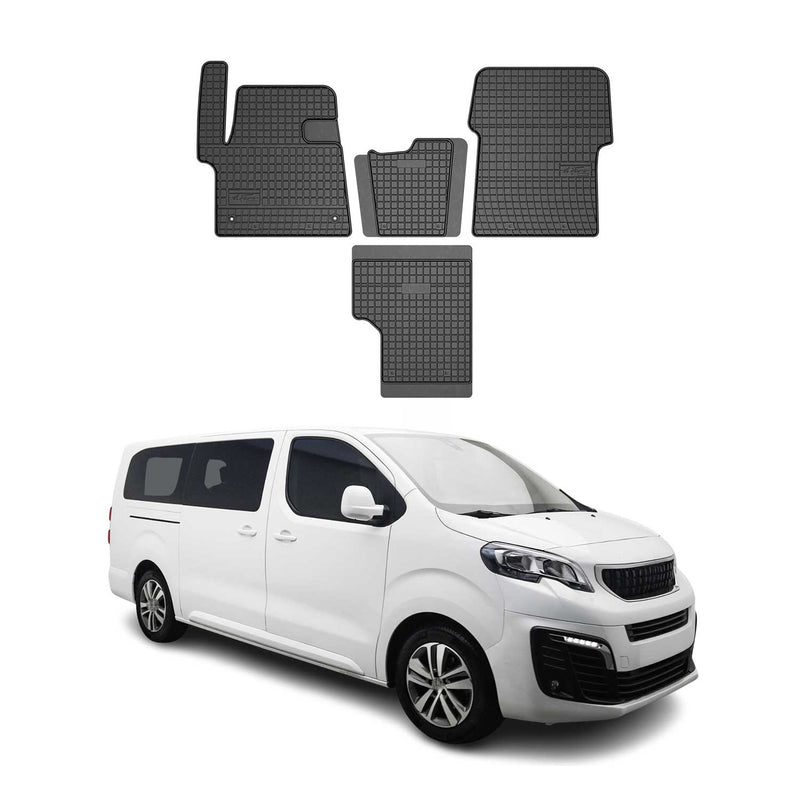 Tappetini in gomma neri per Peugeot Traveller 2016-2025, 4 pezzi