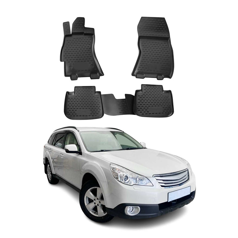 Tappetini Subaru Outback 2009-2014 in TPE nero, 4 pezzi