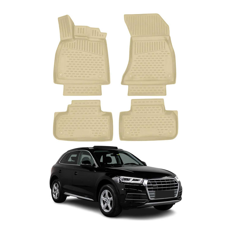 2017-2024 Audi Q5 FY Fußmatten TPE Beige 4 tlg
