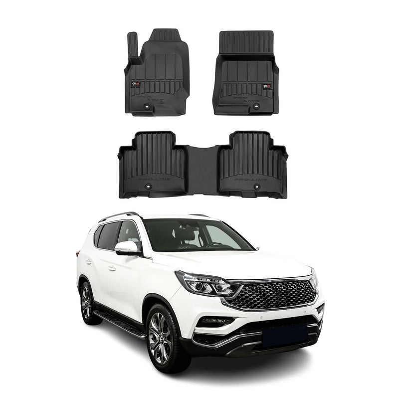 Tappetini Ssangyong Rexton 2017-2025 in TPE nero, 3 pezzi