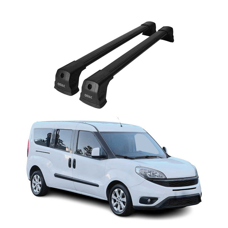 Portapacchi da tetto per Fiat Doblo 2010-2024 base alluminio nero 2x