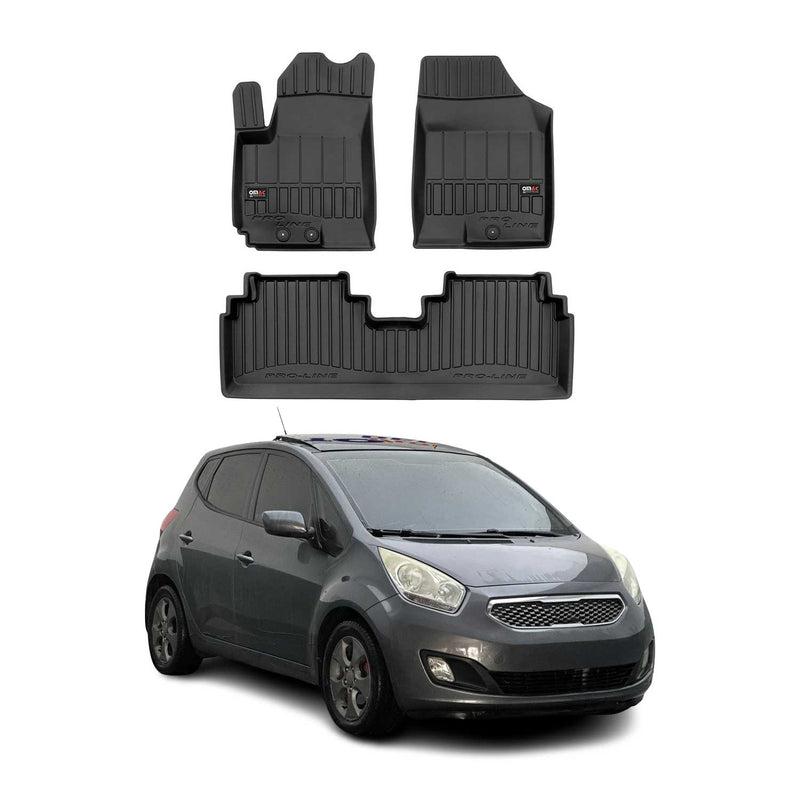 Tappetini Kia Venga 2009-2019 in TPE nero, 3 pezzi