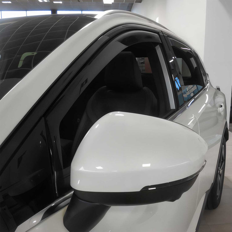 Deflettori antivento e antipioggia per Nissan Qashqai J12 2021-2025 in acrilico scuro, 4 pezzi