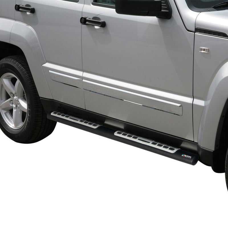 Minigonne laterali in acciaio inox per Jeep Cheeroke 2008-2013 Nero