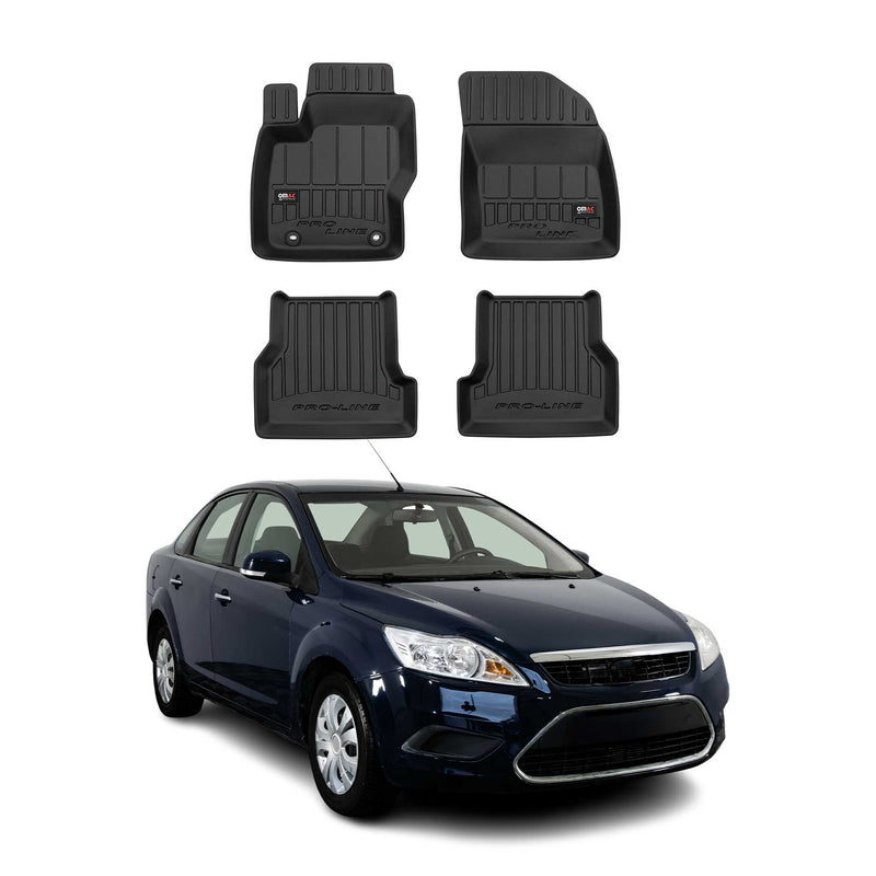 Tappetini Ford Focus MK2 2004-2011 in TPE nero, 4 pezzi