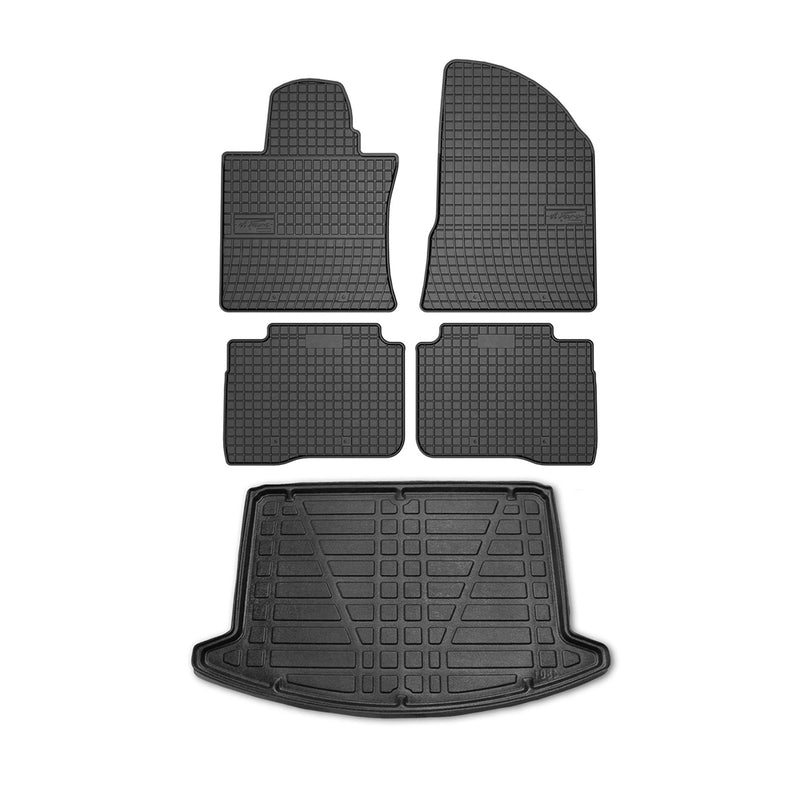 Fußmatten & Kofferraumwanne Set für Ssangyong Korando 2020-2025 Gummi Schwarz 5x