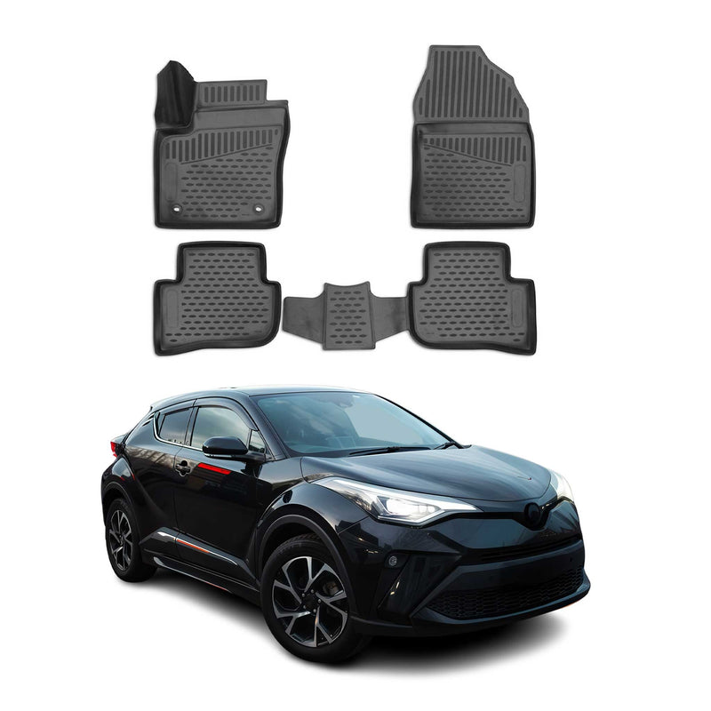 Tappetini Toyota C-HR 2016-2024 in TPE nero, 4 pezzi