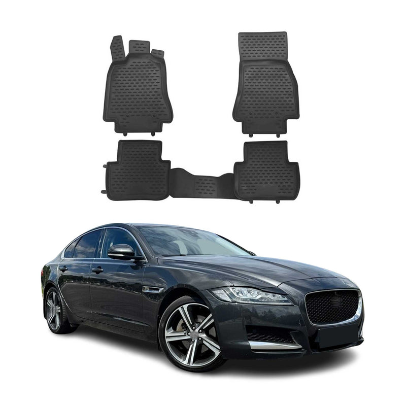 Tappetini Jaguar XF 2009-2015 in TPE nero, 4 pezzi