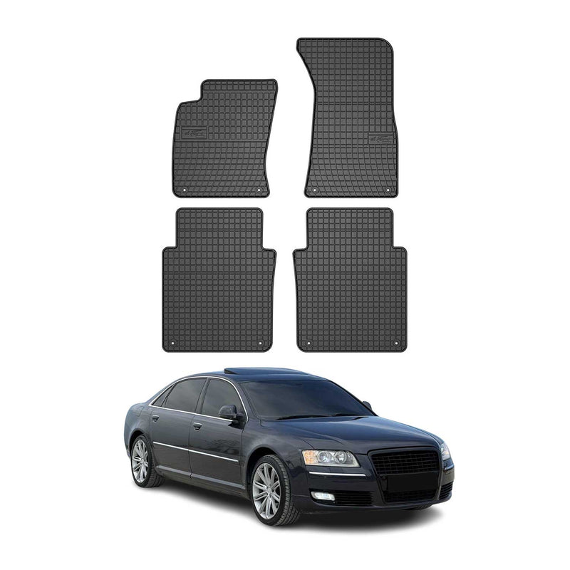 Tappetini in gomma neri per Audi A8 D3 2002-2010, 4 pezzi