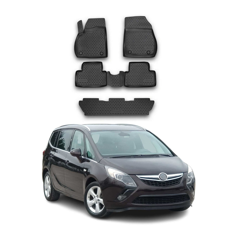 Tappetini in TPE neri per Opel Zafira C 5 posti 2011-2019, 5 pezzi
