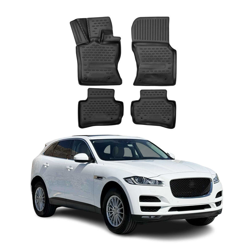 Tappetini Jaguar F-Pace 2015-2025 in TPE nero, 4 pezzi