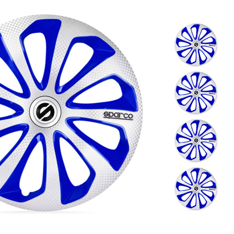Coprimozzi Sparco 15 pollici Sicilia Argento Blu Carbonio 4 pezzi