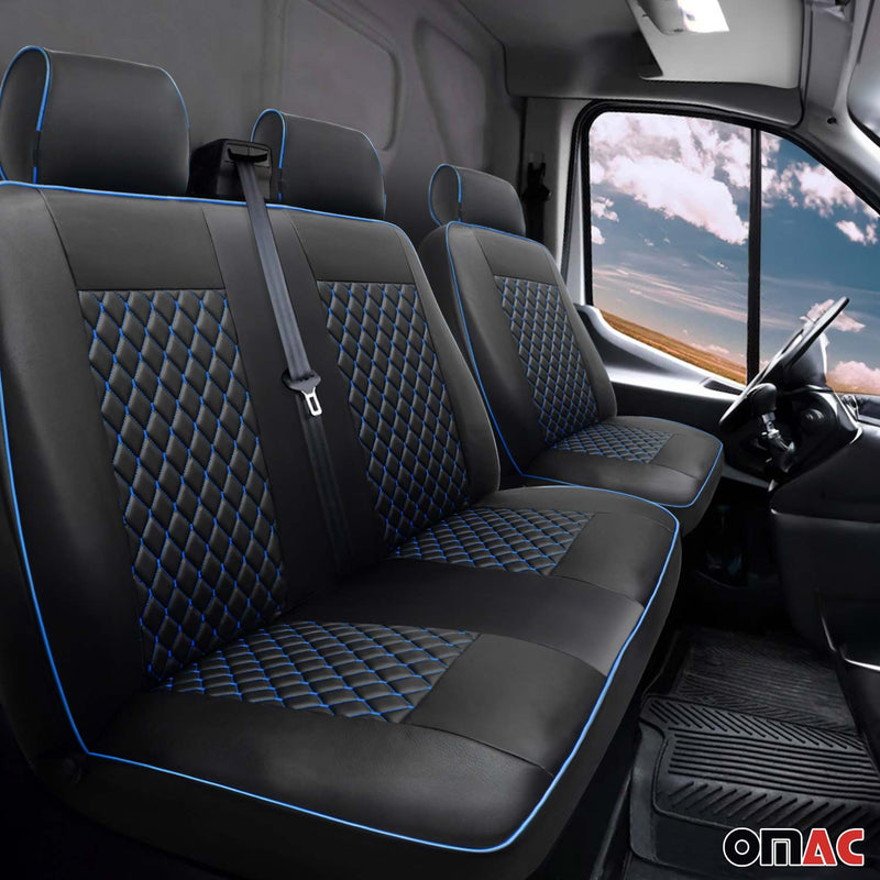 Coprisedili per Mercedes Vito W639 2003-2014 Pelle Nero Blu 2+1