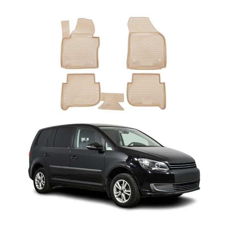 Tappetini VW Touran 2003-2015 in TPE beige, 4 pezzi