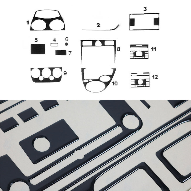 Decorazione interna abitacolo per Ford Fiesta 2005-2008 look Piano Black 12 pezzi