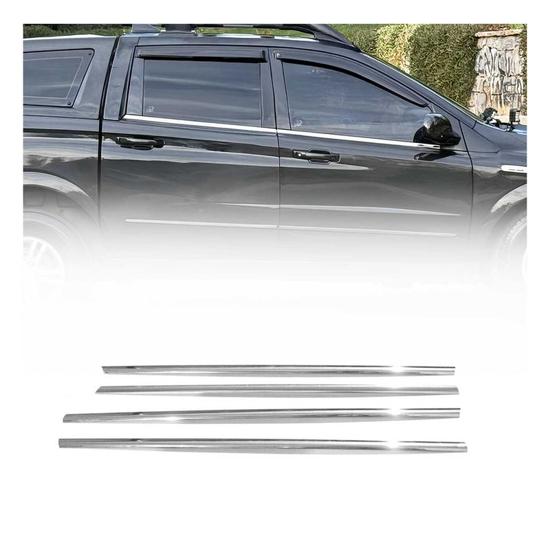 Listelli decorativi per finestrini per Ssangyong Actyon Sports 2006-2012 in acciaio inox, 4 pezzi