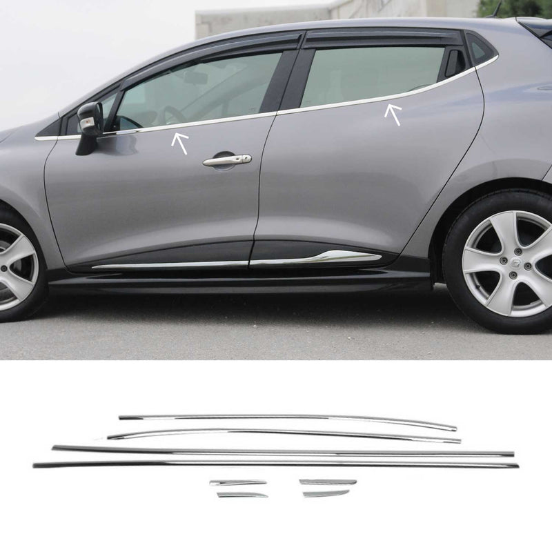 Listelli decorativi per finestrini per Renault Clio Hatchback in acciaio inox cromato 8 pezzi