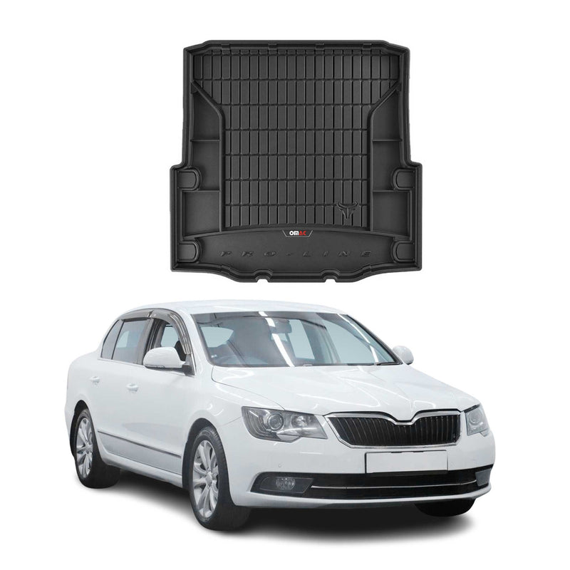 Vasca portabagagli in gomma OMAC per Skoda Superb 2008-2015, vasca portabagagli in TPE, nera