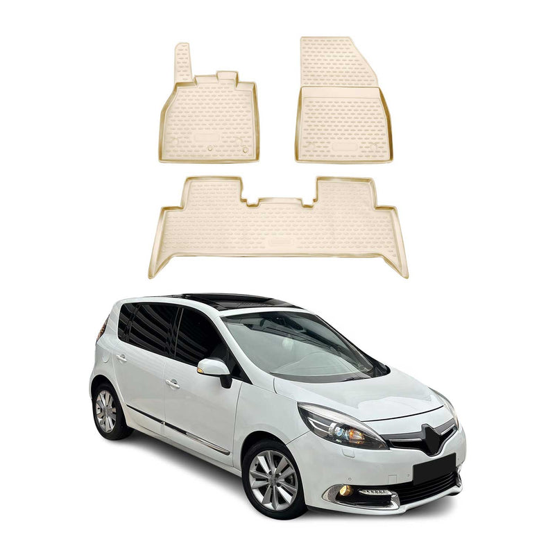 2010-2016 Renault Scenic Fußmatten TPE Beige 3 tlg