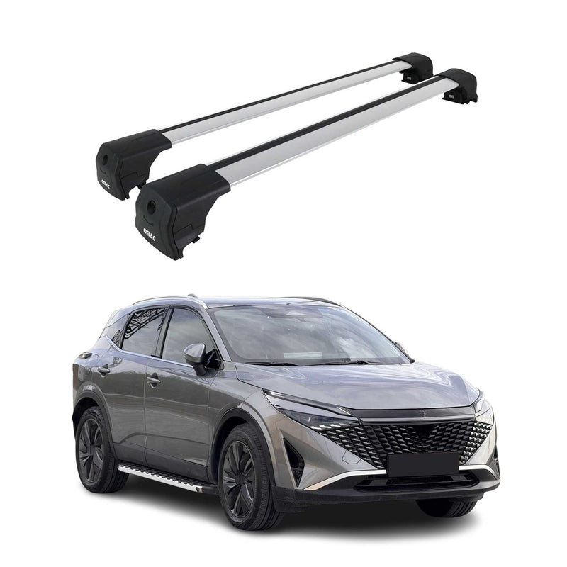 Portapacchi da tetto per Nissan Qashqai J12 2021-2025 ABE grigio alluminio