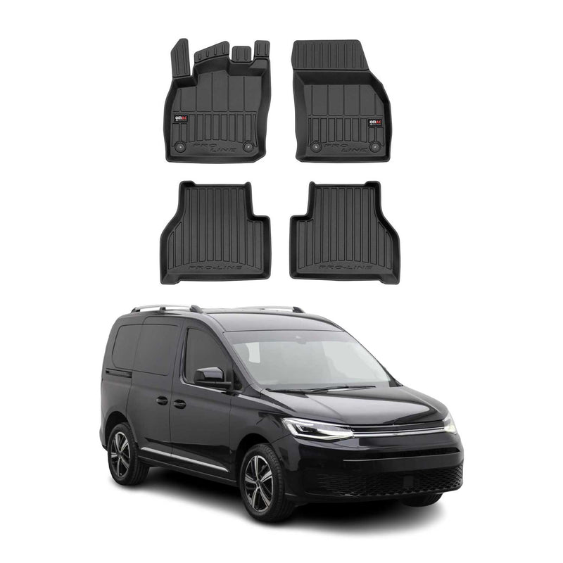 Tappetini VW Caddy 2021-2025 in TPE nero, 4 pezzi