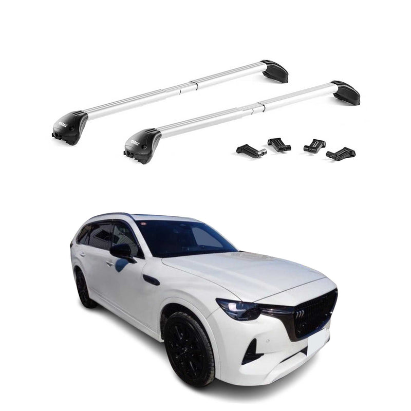 Dachträger Grundtäger für Mazda CX-80 2024-2025 100kg Aluminium Silber 2 tlg ABE