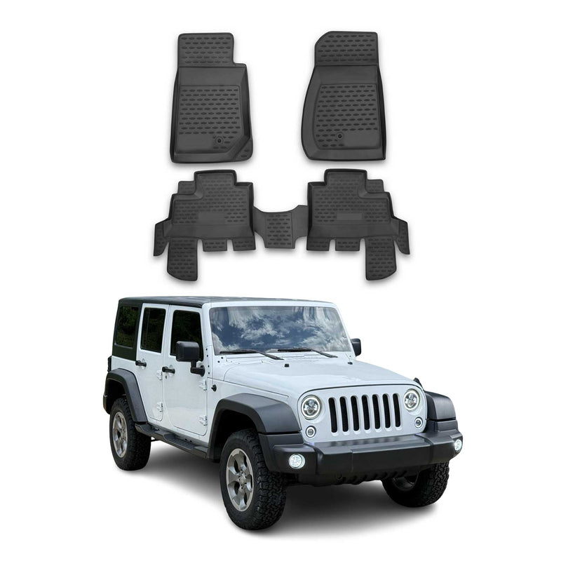 2007-2017 Jeep Wrangler Fußmatten TPE Schwarz 4 tlg
