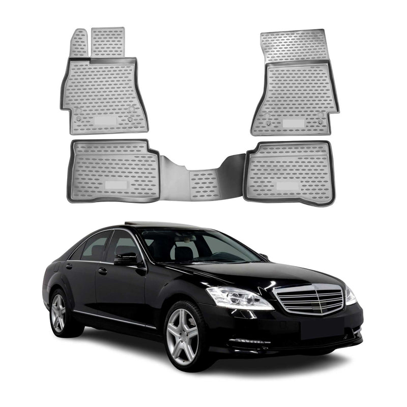 Tappetini Mercedes S W221 2005-2013 in TPE grigio 4 pezzi