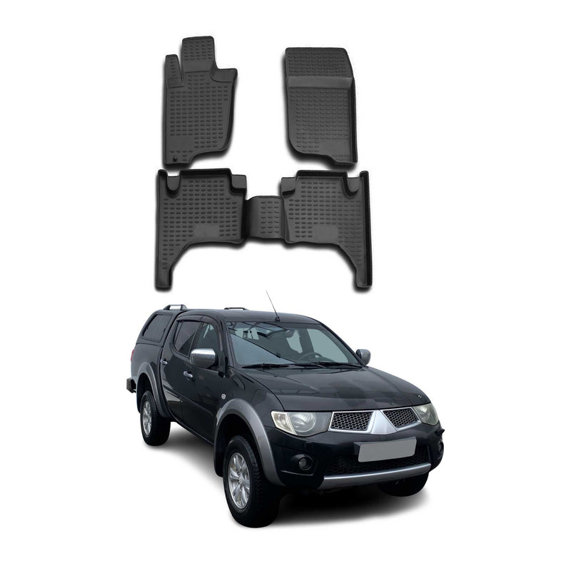 Tappetini Mitsubishi L200 2005-2015 in TPE nero, 4 pezzi