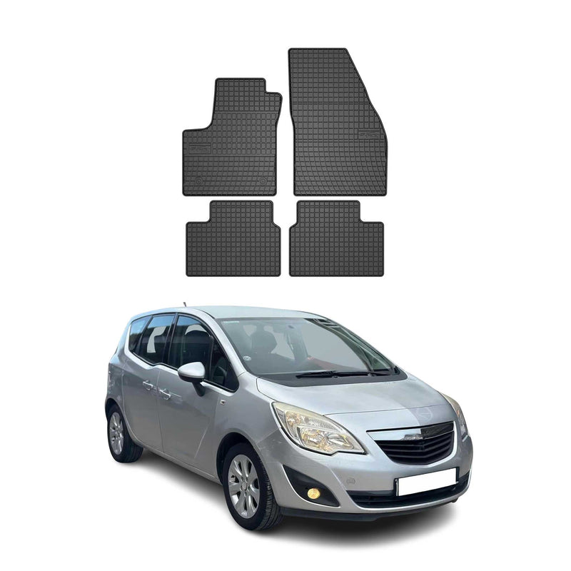 Tappetini in gomma neri per Opel Meriva B 2010-2017, 4 pezzi.