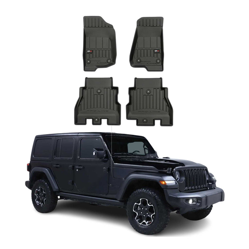 Tappetini Jeep Wrangler 2018-2025 in TPE nero, 4 pezzi